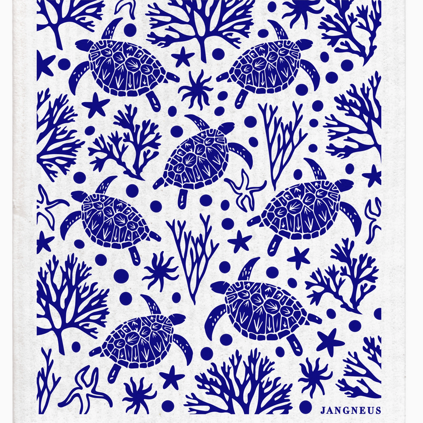 Turtle Tea Towel and Dishcloth Gift Set