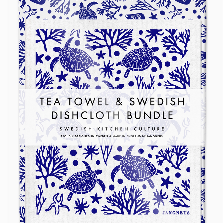 Turtle Tea Towel and Dishcloth Gift Set